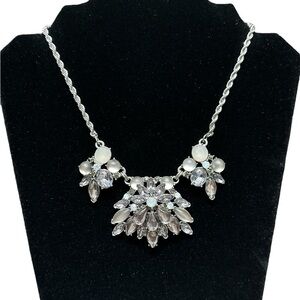 Banana Republic Chunky Gray Crystal Statement Necklace